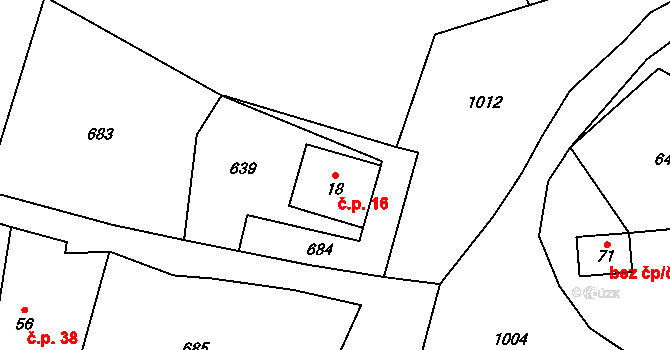 Řepešín 16, Záblatí na parcele st. 18 v KÚ Řepešín, Katastrální mapa