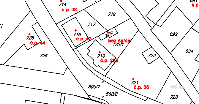 Děčín XXXII-Boletice nad Labem 223, Děčín na parcele st. 719 v KÚ Boletice nad Labem, Katastrální mapa