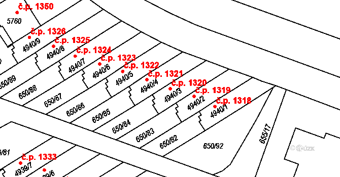 Kolín V 1320, Kolín na parcele st. 4940/3 v KÚ Kolín, Katastrální mapa