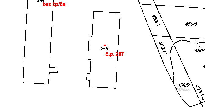 Luby 257, Klatovy na parcele st. 256 v KÚ Luby, Katastrální mapa