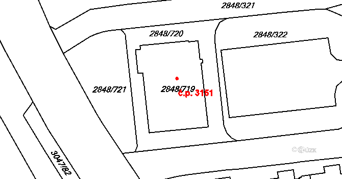 Záběhlice 3151, Praha na parcele st. 2848/719 v KÚ Záběhlice, Katastrální mapa