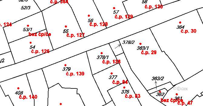 Příbram III 138, Příbram na parcele st. 378/1 v KÚ Příbram, Katastrální mapa