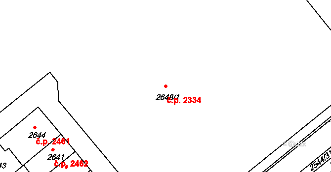 Chomutov 2334 na parcele st. 2648/1 v KÚ Chomutov II, Katastrální mapa