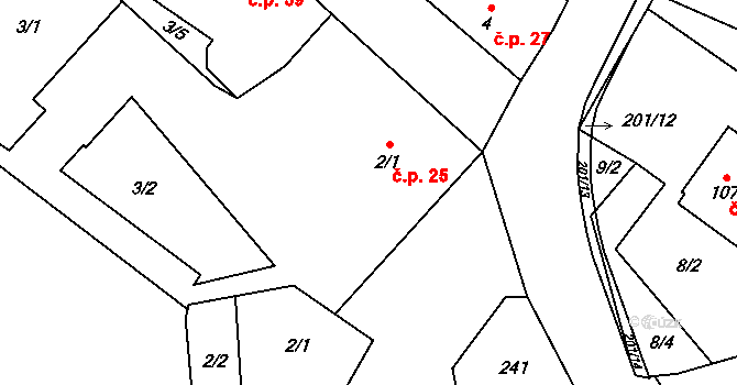 Milostovice 25, Opava na parcele st. 2/1 v KÚ Milostovice, Katastrální mapa