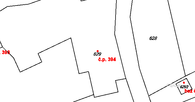 Bludovice 394, Havířov na parcele st. 629 v KÚ Bludovice, Katastrální mapa