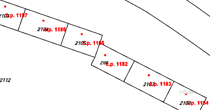 Město 1182, Havířov na parcele st. 2106 v KÚ Havířov-město, Katastrální mapa