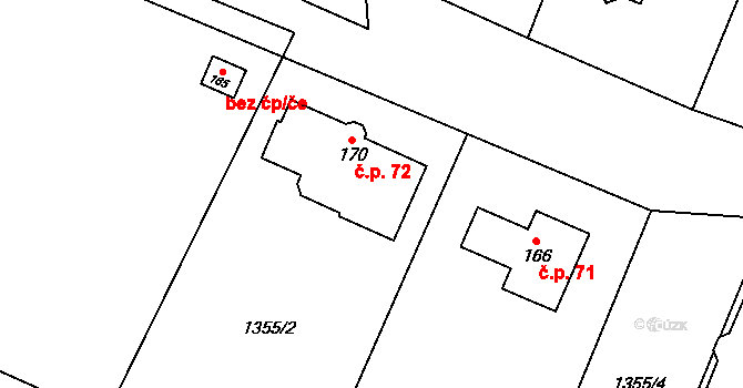 Čížov 72 na parcele st. 170 v KÚ Čížov u Jihlavy, Katastrální mapa