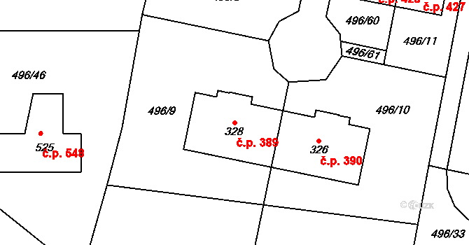 Tuchoměřice 389 na parcele st. 328 v KÚ Tuchoměřice, Katastrální mapa