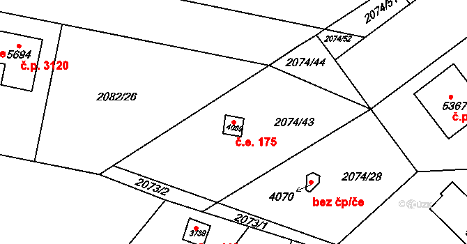 Dvůr Králové nad Labem 175 na parcele st. 4069 v KÚ Dvůr Králové nad Labem, Katastrální mapa