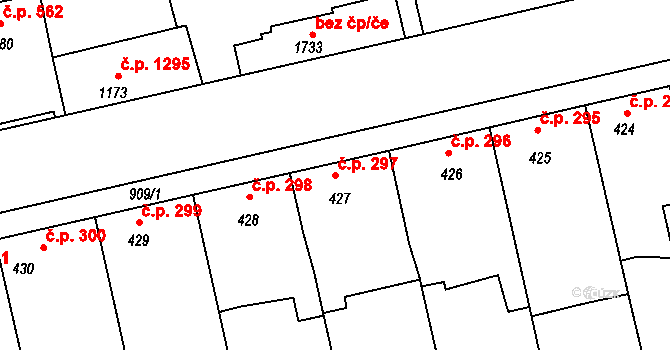 Malenovice 297, Zlín na parcele st. 427 v KÚ Malenovice u Zlína, Katastrální mapa
