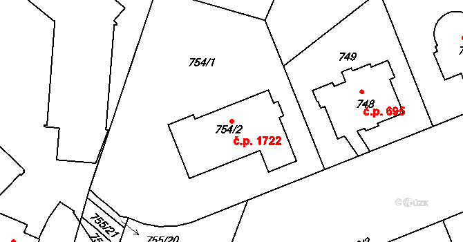 Nusle 1722, Praha na parcele st. 754/2 v KÚ Nusle, Katastrální mapa