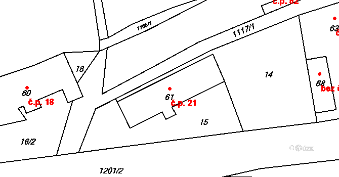 Dubnice 21, Lichnov na parcele st. 61 v KÚ Dubnice, Katastrální mapa