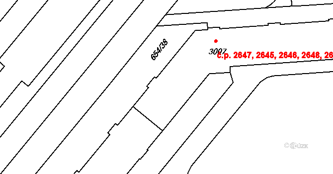 Zábřeh 2645,2646,2647,2648,, Ostrava na parcele st. 3007 v KÚ Zábřeh nad Odrou, Katastrální mapa