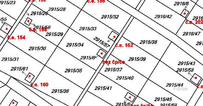 Kopřivnice 163 na parcele st. 2915/34 v KÚ Kopřivnice, Katastrální mapa