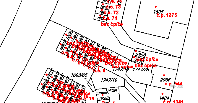 Slaný 42754534 na parcele st. 1750/2 v KÚ Slaný, Katastrální mapa
