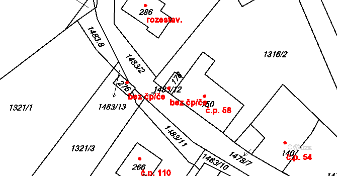 Srnín 44183534 na parcele st. 178 v KÚ Srnín, Katastrální mapa