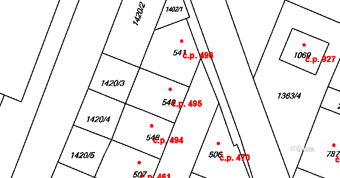 Kateřinky 495, Opava na parcele st. 549 v KÚ Kateřinky u Opavy, Katastrální mapa
