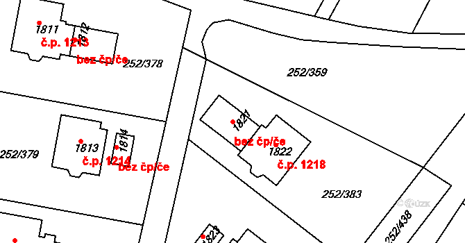 Rosice 46046534 na parcele st. 1821 v KÚ Rosice u Brna, Katastrální mapa