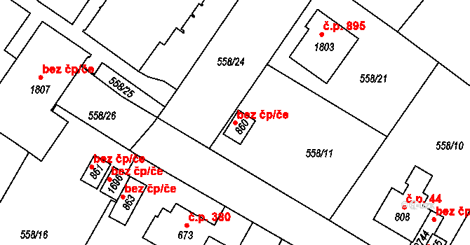 Prachatice 46162534 na parcele st. 860 v KÚ Prachatice, Katastrální mapa