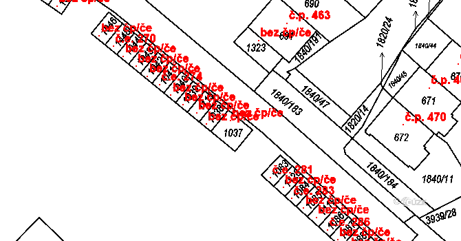 Borovany 46903534 na parcele st. 1037 v KÚ Borovany, Katastrální mapa