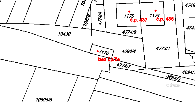Hrušovany nad Jevišovkou 47487534 na parcele st. 1176 v KÚ Hrušovany nad Jevišovkou, Katastrální mapa