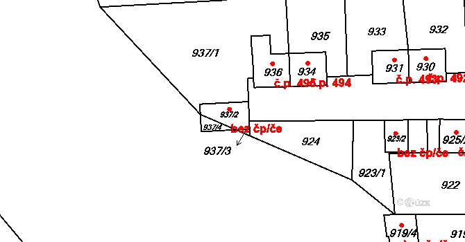 Loket 49912534 na parcele st. 937/2 v KÚ Loket, Katastrální mapa