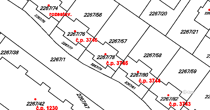 Znojmo 3745 na parcele st. 2267/78 v KÚ Znojmo-město, Katastrální mapa