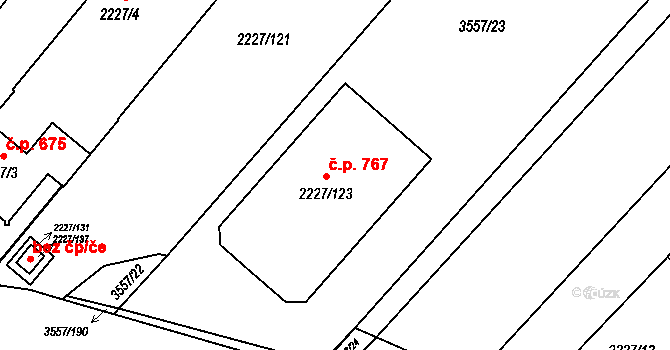 Bosonohy 767, Brno na parcele st. 2227/123 v KÚ Bosonohy, Katastrální mapa