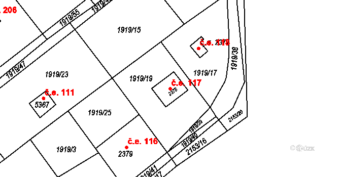 Beroun-Závodí 117, Beroun na parcele st. 2378 v KÚ Beroun, Katastrální mapa