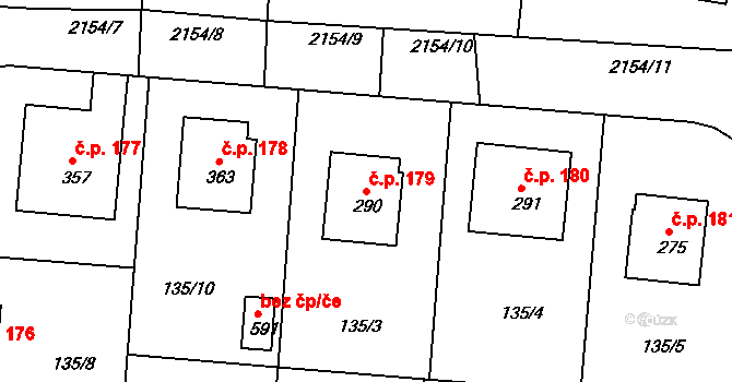 Dražice 179 na parcele st. 290 v KÚ Dražice u Tábora, Katastrální mapa