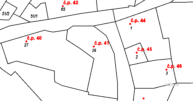 Čímice 41 na parcele st. 28 v KÚ Čímice u Sušice, Katastrální mapa