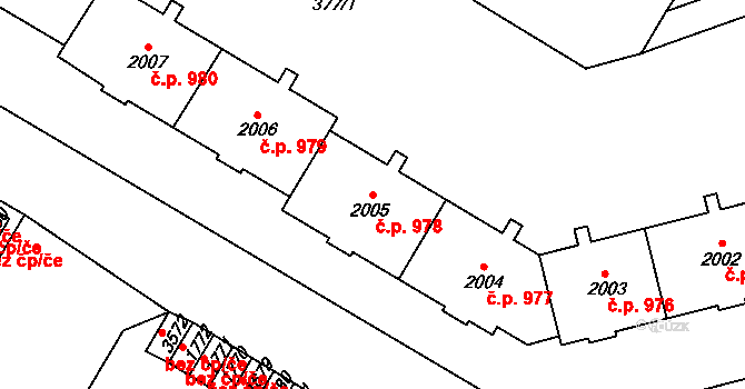 Sušice II 978, Sušice na parcele st. 2005 v KÚ Sušice nad Otavou, Katastrální mapa