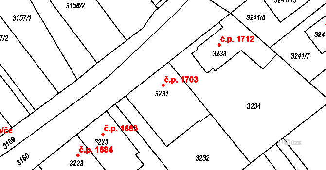 Zábřeh 1703 na parcele st. 3231 v KÚ Zábřeh na Moravě, Katastrální mapa
