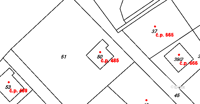 Butovice 485, Studénka na parcele st. 50 v KÚ Butovice, Katastrální mapa
