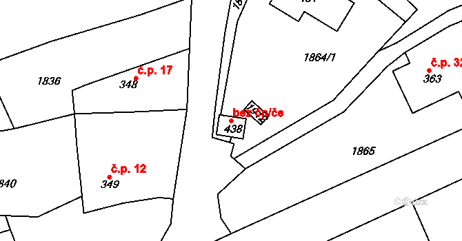 Oleška 92512534 na parcele st. 438 v KÚ Oleška, Katastrální mapa