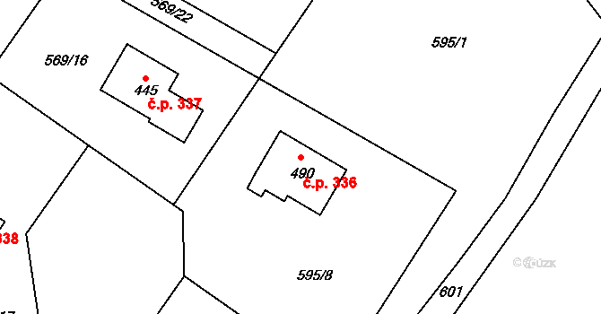 Vojnův Městec 336 na parcele st. 490 v KÚ Vojnův Městec, Katastrální mapa