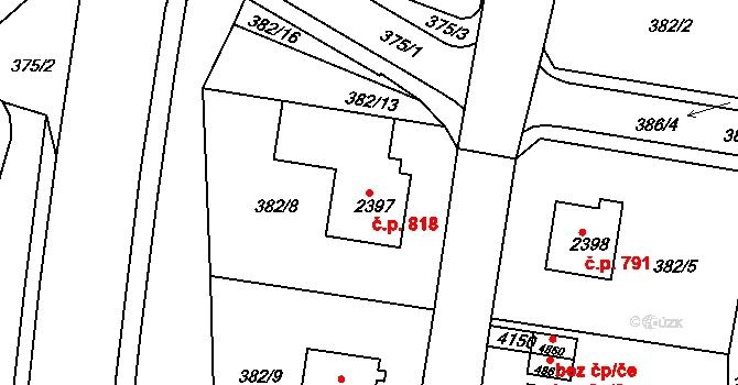 Havlíčkův Brod 818 na parcele st. 2397 v KÚ Havlíčkův Brod, Katastrální mapa