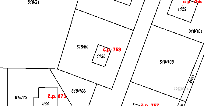 Sobotka 759 na parcele st. 1138 v KÚ Sobotka, Katastrální mapa