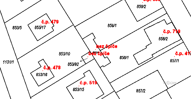 Lázně Bohdaneč 96962534 na parcele st. 858/4 v KÚ Lázně Bohdaneč, Katastrální mapa