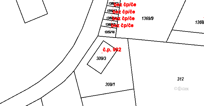 Česká Skalice 902 na parcele st. 309/3 v KÚ Česká Skalice, Katastrální mapa