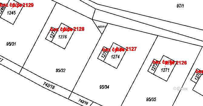 Kamenice 102783535 na parcele st. 1275 v KÚ Ládví, Katastrální mapa