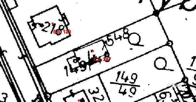 Kácov 287 na parcele st. 548 v KÚ Kácov, Katastrální mapa