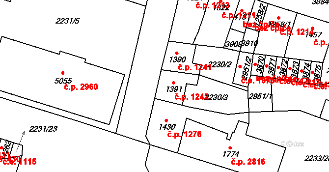 Aš 1242 na parcele st. 1391 v KÚ Aš, Katastrální mapa