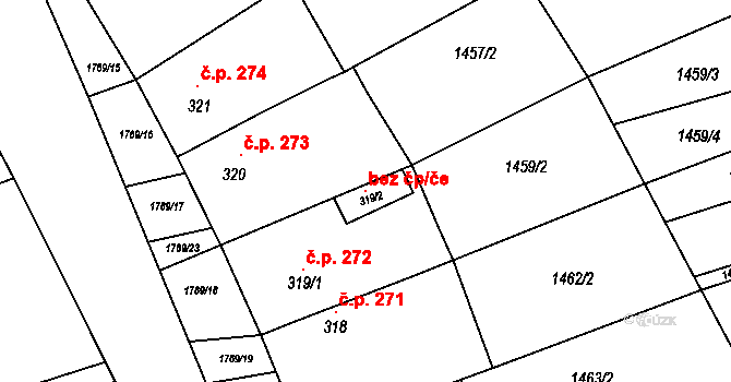 Nesovice 121303535 na parcele st. 319/2 v KÚ Nesovice, Katastrální mapa