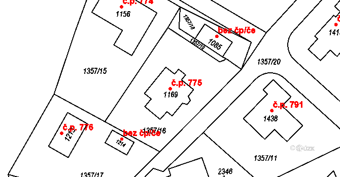Brtnice 775 na parcele st. 1169 v KÚ Brtnice, Katastrální mapa