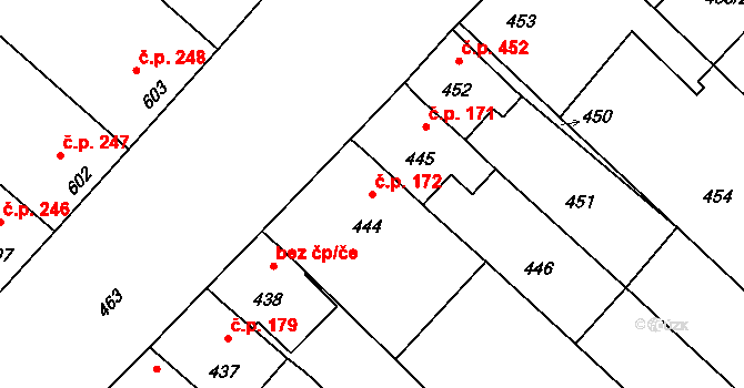 Sudoměřice 172 na parcele st. 444 v KÚ Sudoměřice, Katastrální mapa