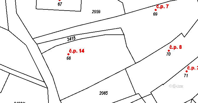 Nakvasovice 14, Čechtice na parcele st. 68 v KÚ Nakvasovice, Katastrální mapa