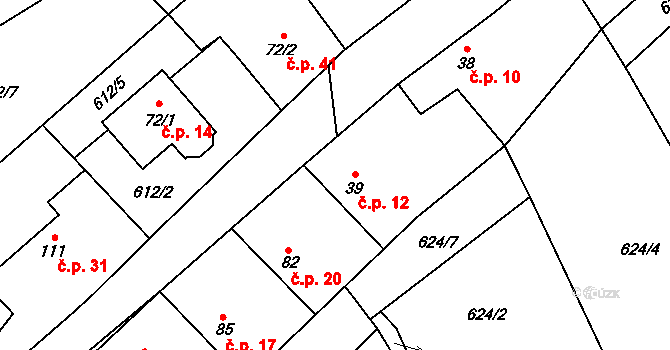 Žernovka 12, Mukařov na parcele st. 39 v KÚ Žernovka, Katastrální mapa
