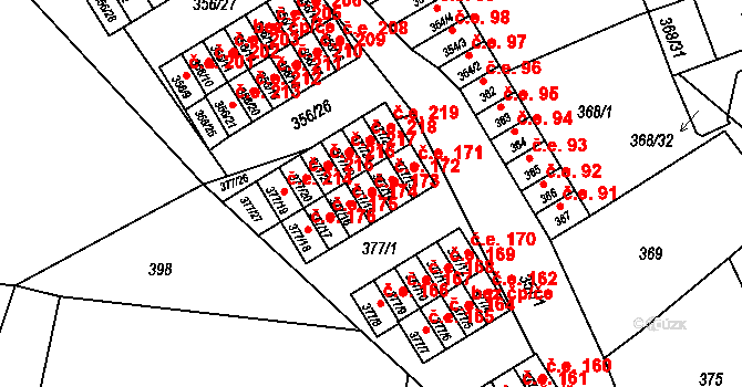 Hrádek nad Nisou 173 na parcele st. 377/15 v KÚ Hrádek nad Nisou, Katastrální mapa