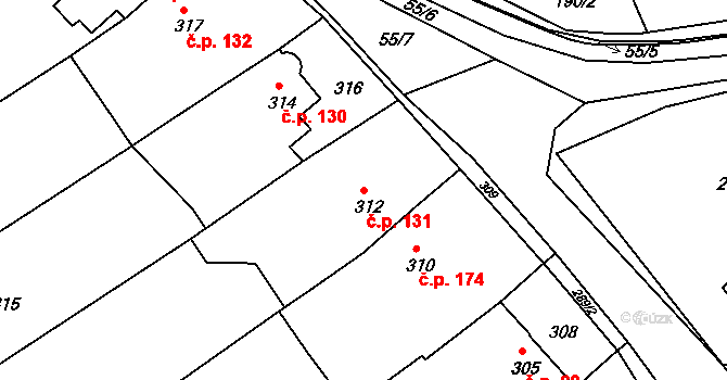 Klepačov 131, Blansko na parcele st. 312 v KÚ Klepačov, Katastrální mapa